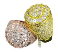 GWSGSFAS Bague pour homme avec fleur de zircon exagérée et dominatrice, hip-hop tendance, 8, Métal, Zircone cubique