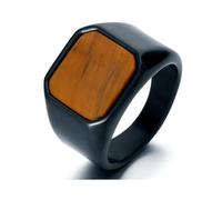 GWSGSFAS Bague rétro en pierre d'ambre dominatrice tendance carrée noire agate pour homme bague lapis lazuli, 11, Métal, Zircone cubique