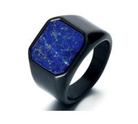 GWSGSFAS Bague rétro en pierre d'ambre dominatrice tendance carrée noire agate pour homme bague lapis lazuli, 11, Métal, Zircone cubique