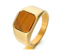 GWSGSFAS Bague rétro en pierre d'ambre dominatrice tendance carrée noire agate pour homme bague lapis lazuli, 11, Métal, Zircone cubique