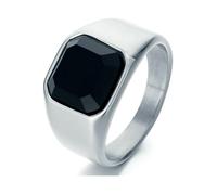 GWSGSFAS Bague rétro en pierre d'ambre dominatrice tendance carrée noire agate pour homme bague lapis lazuli, 11, Métal, Zircone cubique