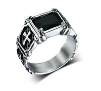 GWSGSFAS Bague tendance créative délicate compacte avec pierres précieuses rouges motif croix rétro pour homme, 7, Métal, Zircone cubique