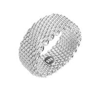 GWSGSFAS Bague Tendance en Argent Sterling 925 avec Mailles entrelacées pour Femme, Bijou Tendance, Cadeau (8 Argent)