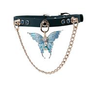 GWSGSFAS Collier en cuir de première couche de style punk avec papillon et diamant
