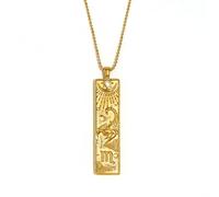 GWSGSFAS Collier rétro avec pendentif géométrique pour femme avec pendentif carré et douze constellations, Métal, Zircone cubique