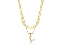 GWSGSFAS Double chaîne pendentif perle Hip Hop clavicule chaîne 26 lettres anglaises bijoux pendentif bijoux, Métal, Zircone cubique