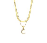 GWSGSFAS Double chaîne pendentif perle Hip Hop clavicule chaîne 26 lettres anglaises bijoux pendentif bijoux, Métal, Zircone cubique