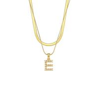 GWSGSFAS Double chaîne pendentif perle Hip Hop clavicule chaîne 26 lettres anglaises bijoux pendentif bijoux, Métal, Zircone cubique