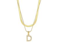 GWSGSFAS Double chaîne pendentif perle Hip Hop clavicule chaîne 26 lettres anglaises bijoux pendentif bijoux, Métal, Zircone cubique