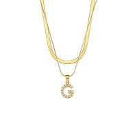 GWSGSFAS Double chaîne pendentif perle Hip Hop clavicule chaîne 26 lettres anglaises bijoux pendentif bijoux, Métal, Zircone cubique