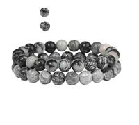 GWSGSFAS Lot de 2 bracelets en perles naturelles colorées de 8 mm, agate naturelle, turquoise, améthystes, quartz, pierres précieuses extensibles, 17cm