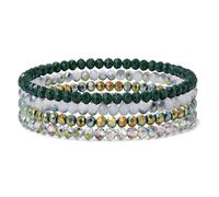 GWSGSFAS Lot de 4 bracelets élastiques en perles de cristal brillantes de style bohème coloré à facettes pour femme, 19cm