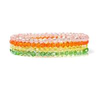 GWSGSFAS Lot de 4 bracelets élastiques en perles de cristal brillantes de style bohème coloré à facettes pour femme, 19cm