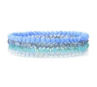 GWSGSFAS Lot de 4 bracelets élastiques en perles de cristal brillantes de style bohème coloré à facettes pour femme, 19cm