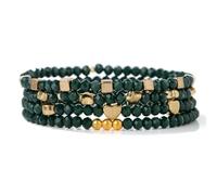 GWSGSFAS Lot de 4 bracelets élastiques en perles de cristal brillantes de style bohème coloré à facettes pour femme, 19cm