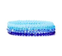 GWSGSFAS Lot de 4 bracelets en cristal pour femmes et filles - Bracelet en perles en pierre naturelle - Gris, rose, blanc, bleu - Bijoux tendance, 17cm