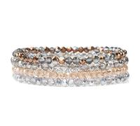 GWSGSFAS Lot de 4 bracelets en cristal pour femmes et filles - Bracelet en perles en pierre naturelle - Gris, rose, blanc, bleu - Bijoux tendance, 19cm