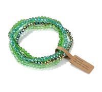 GWSGSFAS Lot de 4 bracelets en cristal pour femmes et filles - Bracelet en perles en pierre naturelle - Gris, rose, blanc, bleu - Bijoux tendance, 19cm