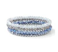 GWSGSFAS Lot de 4 bracelets en cristal pour femmes et filles - Bracelet en perles en pierre naturelle - Gris, rose, blanc, bleu - Bijoux tendance, 17cm