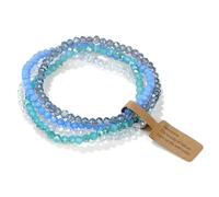 GWSGSFAS Lot de 4 bracelets en cristal pour femmes et filles - Bracelet en perles en pierre naturelle - Gris, rose, blanc, bleu - Bijoux tendance, 17cm
