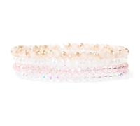 GWSGSFAS Lot de 4 bracelets en cristal pour femmes et filles - Bracelet en perles en pierre naturelle - Gris, rose, blanc, bleu - Bijoux tendance, 19cm