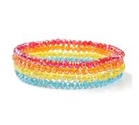 GWSGSFAS Lot de 4 bracelets en cristal pour femmes et filles - Bracelet en perles en pierre naturelle - Gris, rose, blanc, bleu - Bijoux tendance, 19cm