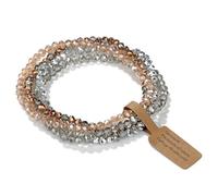 GWSGSFAS Lot de 4 bracelets en cristal pour femmes et filles - Bracelet en perles en pierre naturelle - Gris, rose, blanc, bleu - Bijoux tendance, 17cm