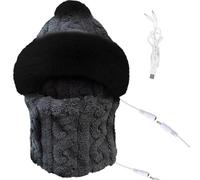Gwtdtoad Bonnet De Tempête Hiver Chapeau Cagoule Chaud d'hiver avec Cache-Cou, Bonnet Chauffant Casquette Chauffante Électrique Rechargeable par USB pour Femme en Hiver