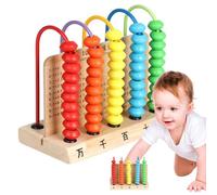 Gwtdtoad Cadre de calcul en Bois pour | 5 rangées de Jouets comptés en Bois - Jouet éducatif mathématique avec Perles Multicolores pour Addition, soustraction, comptage des Chiffres