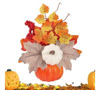 Gwtdtoad Courges Artificielles d'Automne,Citrouilles Artificielles avec Feuilles d'Érable et Baies - Accessoires Photo Halloween Thanksgiving Décoration de Table pour Intérieur Extérieur Cuisine Salon