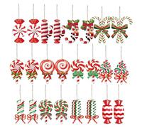 Gwtdtoad Décorations pour Arbre De Noël en Bonbons - 24 Pièces en Bois Suspendables Fournitures De Fête | Décorations De Sapin De Noël en Bonbons | pour Fêtes Porte Mur Cheminée Maison Intérieur Et