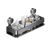 Gwtdtoad Étagère à Ventouses - Étagère de Rangement avec Crochets Amovibles - Organisateur Plateau sans Perçage Range-Savon pour Maison Toilette Cuisine