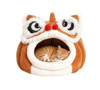 Gwtdtoad Lit grotte pour chat | Maison confortable en forme de lion avec tunnel - Nid pour chat pour une utilisation en intérieur - Pour l'intérieur et l'extérieur pour dormir en hiver ainsi que pour