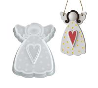 Gwtdtoad Moules en silicone pour filles - Ailes d'ange - Pendentif - En silicone - Ange de Noël avec cœur - Moules de ciment en plâtre - Pour décorations de Noël