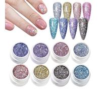 Gwtdtoad Vernis À Ongles Gel Pailleté,Gel Brillant pour Manucure - Kit de 8 Couleurs Pailletées pour Soin des Ongles Création Manucure Pédicure Femmes