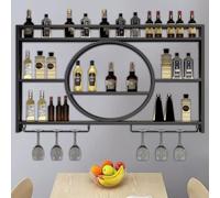 GWWBD Bar Mural，Meuble Bouteille De Gaz Porte Bouteilles Murale Support Bouteille Vin Table Meuble A Vin Et Verre Casier Bouteille Acier pour Cuisine Bar Salle À(Size:140 * 15 * 80cm,Color:Noir)