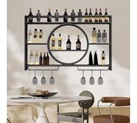 GWWBD Bar，Rangement Mural Cuisine Suspendu Ustensile De Cuisine Etagere Bar Murale Meuble De Bar avec Rangement pour Cuisine Bar Salle À(Size:120 * 15 * 80cm,Color:Noir)