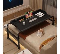 GWWBD Over Bed Table Adjustable Height，Table Basse avec roulettes De Lit à Noir Laptop Tray Desk Pliante A Roulette Medical Inclinable Bureau Gaming(Color:Noir+)