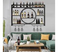 GWWBD Range Bouteille，Rangement Epices Cuisine Mural Meuble Bouteille Cuisine Support Bouteille Vin Design Meuble Bar Comptoir Angle Etagere Bouteille Alcool(Size:140 * 15 * 80cm,Color:Noir)