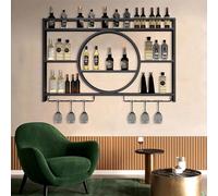 GWWBD Rangement Mural Cuisine,Range Bouteille Vin Fer Casier A Vin Design Etagere Murale Industrielle Noire Bar Salon Meuble Design pour Cuisine Bar Salle À(Size:140 * 15 * 80cm,Color:Noir)