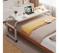 GWWBD Table à roulettes，Table Basse A Roulette Salon De Lit roulettes Bedtable pour Ordinateur Portable Au sur Médicalisé Repas Grand Plateau Malade Pc(Color:Blanc+)