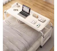 GWWBD Table De Lit à Roulette,Table De Lit à roulettes Grand Plateau pour Repas Table Lit Pliable Table Roulante Pliante Bureau Lit 2 Personnes(Color:Blanc+)