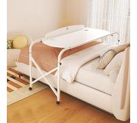 GWWBD Table de lit avec roulettes, table de lit avec 4 roues, bureau d'ordinateur mobile avec hauteur et longueur réglables, table d'allaitement pour maison/hôpital (taille : 140 cm, couleur : blanc)