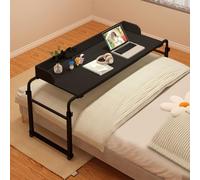 GWWBD Table De Lit Réglable avec roulettes,Table Basse roulettes à Grand Plateau pour Repas Ordinateur Portable Coussin Manger Et Travailler Au Roulette(Color:Noir+)
