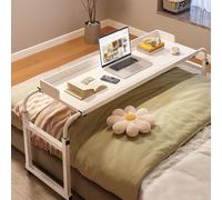 GWWBD Table Médicale Roulante pour Lit，Table De Lit Roulante Réglable Table De Lit Réglable avec roulettes Tables De Lit Table De Lit Medical Over Bed Table Adjustable Height(Color:Blanc+)