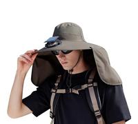 Gwy318 Chapeau cloche solaire pour homme et femme UPF50+ Soleil à large bord Sports de plein air Chapeau de pêche d'été avec technologie, vert militaire, Taille unique