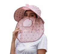 Gwy366 Chapeau de soleil réglable en maille pour enfant Protection UPF 50+ Chapeau de plage d'été réglable avec cou à large bord Rose