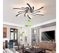 GWYAJTU Plafonnier Ventilateur De Plafond Fleur 6 Vitesses Réversible DC Silencieux Lampe Ventilateur LED Dimmable Timer Ventilateur Plafond Avec Lumiere Et Télécommande Pour Chambre Salon-Black