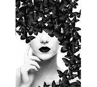 GWYDYB Peinture par numéros à l'huile pour adultes et enfants - Portrait de femme sexy en noir et blanc - Peinture à l'huile de bricolage par numéros Kits Décoration Cadeau