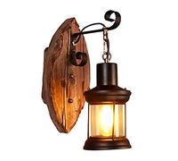 Gx Applique Murale Interieur LED 5W, Métal Et bois Créative Noir Lampe Murale 3000K Blanc Chaud Rétro Industriel Style Iron Art Luminaire Mural Pour Chambre Salon Escalier Couloir, Douille E27